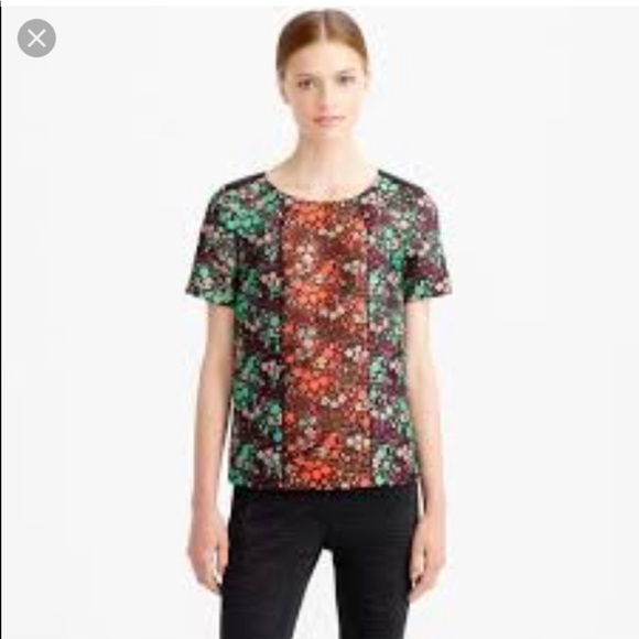 J. Crew Collection Wool Blend Floral Jacquard Top Size 2 - Picture 4 of 5